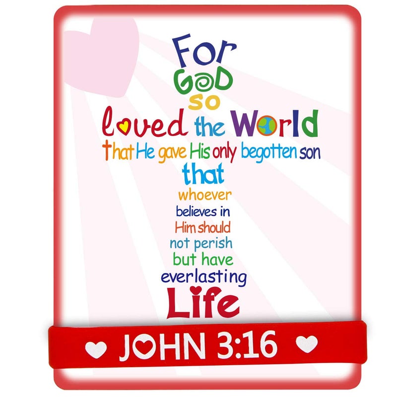 ceiba tree John 3:16 Cards with Bracelets Valentineâ€™s Day Crafts for Kids Gift Valentine Classroom Exchange Party Favor VBS - Image 1